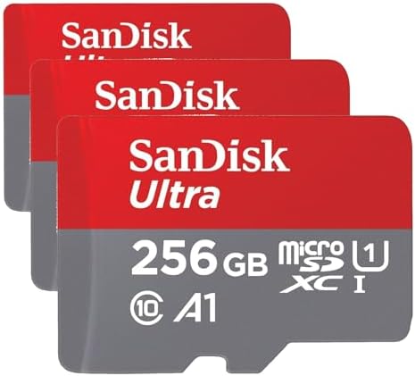 SANDISK 256GB Ultra microSDXC UHS-I Memory Card with Adapter - Up to 150MB/s, C10, U1, Full HD, A1, MicroSD Card - SDSQUAC-256G-GN6MA (Pack of 3) by Unknown