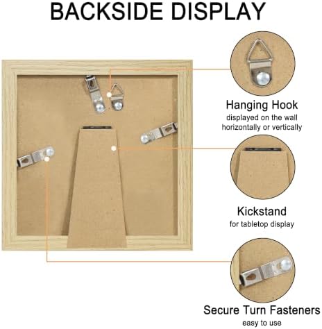 5x5 Picture Frame Set of 4 with Real Glass, Wall & Tabletop Display - Image 6