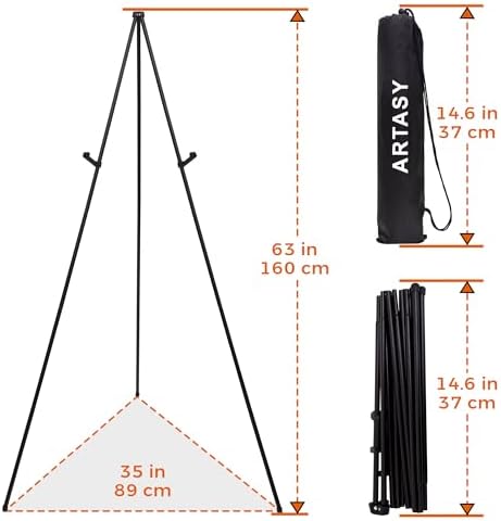ARTASY 63" Easel Stand for Wedding Signs, Black, 1 Pack with Carry Bag - Image 5