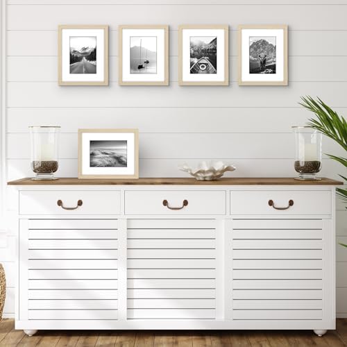 Americanflat 8x10 Picture Frame 5-Pack - Matted to 5x7 - Natural Oak - Image 5
