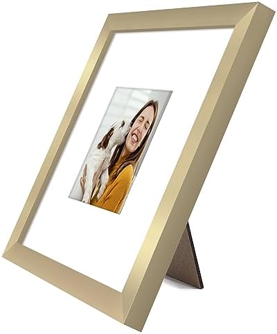 Americanflat 8x8 Picture Frame - Matted to 4x4 - Engineered Wood - Gold - Image 6
