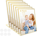 Acrylic Gold Frames 5X7, Slanted Back Gold Picture Frames Table Acrylic Sign Holder for Photos Wedding Table Numbers and Art Display with Removable Clear Sticky Dots，6 Pack by AcrylicSignHolderMahjongRacks%EF%BC%8CMahjongBags