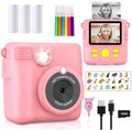 Instant Print Camera for Kids,Christmas Birthday Gifts for Age 3-12 Girls Boys，1080P HD Digital Video Cameras for Toddler,Kids Portable Toy with 3 Rolls Photo Paper，32GB Card-Pink by RADEKLY