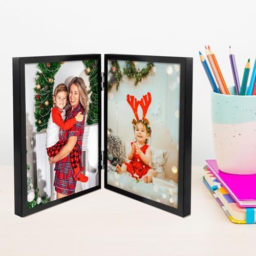 Golden State Art 5x7 Hinged Metal Picture Frame, Matte Black, Tabletop - Image 6