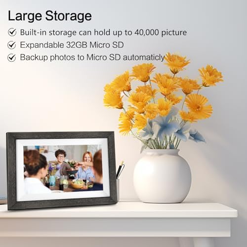 Frameo Digital Photo Frame,10.1 Inch WiFi Smart Digital Picture Frame with HD IPS Touch Screen,Auto-Rotate,Send Pictures from Anywhere via Frameo APP,Gifts for Mom - Image 4