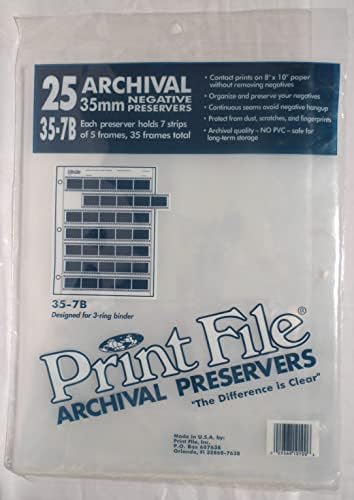 Printfile 357B25 35mm Film Negative Storage Sheets 7 Strip - 2 Packs of 25 by PrintFileArchivalStorage