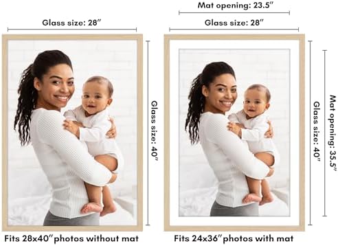 Americanflat 28x40 Poster Frame - Matted to 24x36 - Natural Oak - Image 2