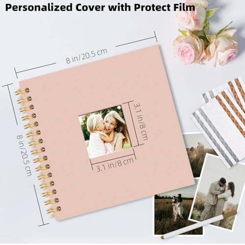 Vienrose Scrapbook Album Gift Set, 8x8 Inch, 40 White Pages, Pink - Image 3