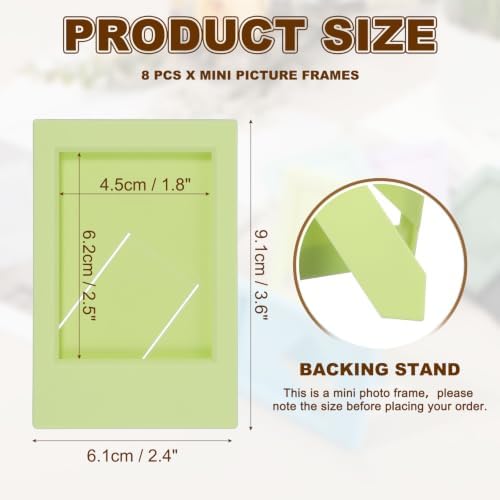 uxcell 8pcs Mini Picture Frames, 2.4 x 3.6 Inch Rectangular Film Photo Frame, Small Instant Film Photo Frame Holder for Tabletop Picture Display, Light Green - Image 2