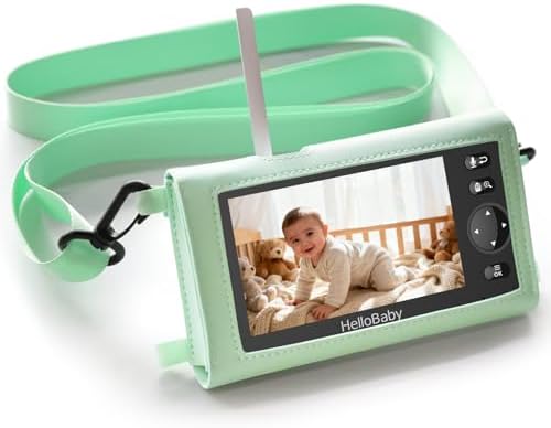 HelloBaby 5" Green Baby Monitor Case - Compatible with HB6550 Monitor, Waterproof-Resistant Green Travel Case with Carrying Strap - Scratch-Resistant Storage for Portable Baby Monitoring by HelloBaby