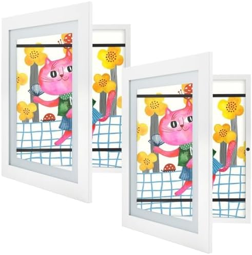 2 Pack 10x12.5 Front-Opening Kids Artwork Frames Changeable (White) by GoldenStateArt