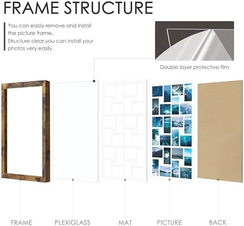 DUENPY 22x32 Collage Frame For 24 4x6 Photos Brown - Image 3
