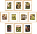upsimples 8x10 Picture Frame Set of 10, Display Pictures 5x7 with Mat or 8x10 Without, Multi Photo Frames Collage for Wall or Tabletop Display, Natural by upsimples