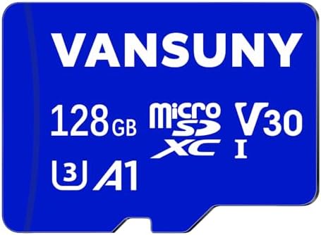 Vansuny Micro SD Card 128GB microSDXC Memory Card with SD Adapter A1 App Performance V30 4K Video Recording C10 U3 Micro SD for Phone, Security Camera, Dash Cam, Action Camera by VANSUNY