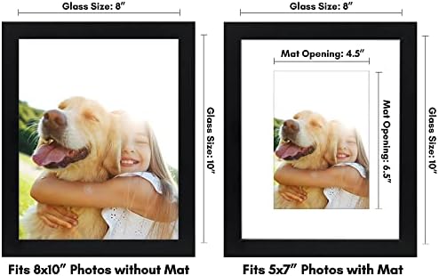 Americanflat 8x10 Picture Frame with Shatter-Resistant Glass - Use as 5x7 Frame with Mat or Display 8x10 Photo Without Mat - Signature Collection - Picture Frames for Tabletop and Wall Display - Black - Image 2