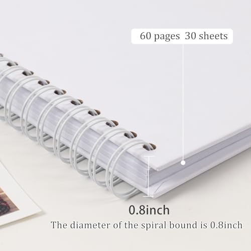 RECUTMS 8x8 Inch Scrapbook Album 60 Page Kraft Paper Baby Memory Book White - Image 4