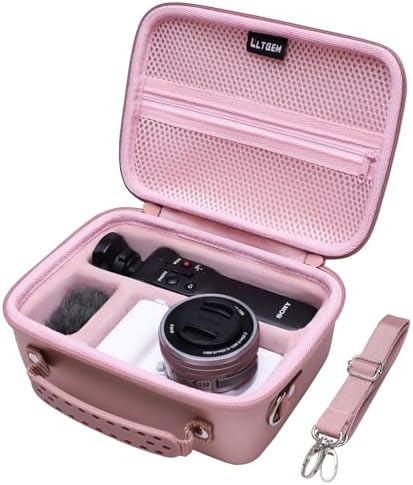 Camera Case Compatible with Sony Alpha ZV-E10 / ZV-1F / ZV-1 / ZV-1 II Vlog Camera with Shoulder Strap by LTGEM, Fits Vlogger Accessory Kit Tripod and Microphone, Rose Gold by LTGEM