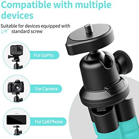 Aureday Phone Tripod, Flexible Tripod for iPhone and Android, Portable with Wireless Remote and Clip for Video Recording/Vlogging/Selfie (Blue) - Image 4