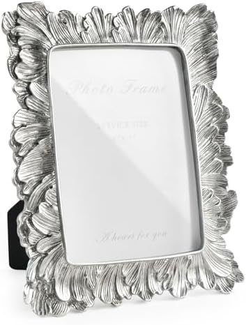 Cuspin Silver Vintage 5x7 Picture Frame Ornate Palm Leaf Resin Frame by Cuspin