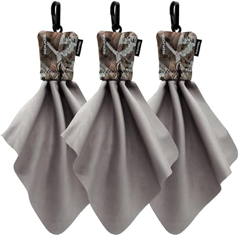 SPUDZ Classic Microfiber Lens Cleaner – Clip-On Pouch, Washable – for Binoculars, Scopes, Glasses, Screens | Classic | Vanish Tan, 6 x 6 Inch (3-Pack) by SPUDZ