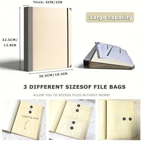 The Life Book Document Organizer - Binder for Important Documents, in Case i Die Binder, End of Life Organizer Paper File Folio Organizer with Labele, Thickened Version Document Organizer (Khaki) - Image 4