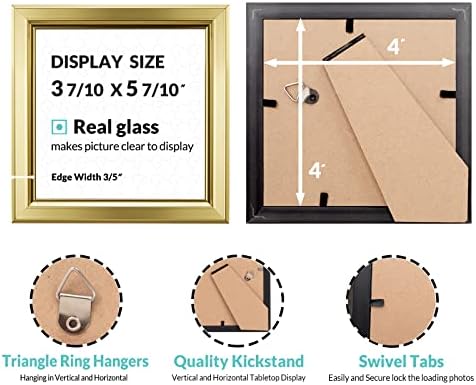 LaVie Home 4x4 Picture Frames (12 Pack, Gold) Simple Designed Photo Frame with High Definition Glass for Wall Mount & Table Top Display, Set of 12 Classic Collection - Image 3