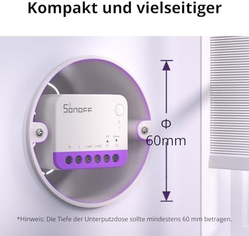 SONOFF Matter Smart Roller Shutter Switch, MINI-RBS, 2.4GHz Wi-Fi, Mini Size, Percentage Control, Alexa/Google Home/HomeKit/Home Assistant Support, Neutral Wire Required, 2-Pack - Image 4