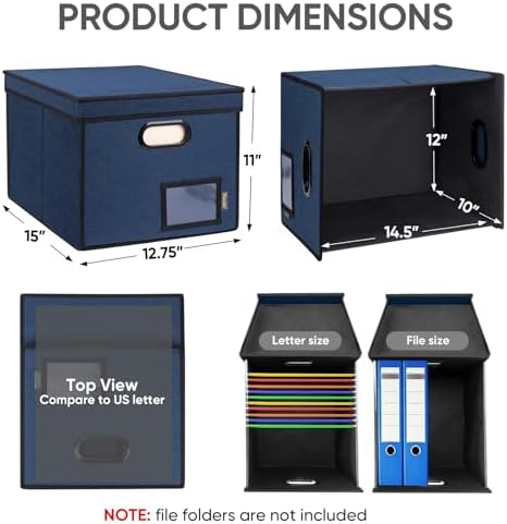 BALEINE File Organizer Box with Lid, Collapsible Hanging File Storage Box - Image 3