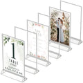 Silver Picture Frames Double-Sided, 6-Pack 8.5x11 Acrylic Table Number Holders, Clear Easel Stands for Signs, Silver Frames for Wedding Table Numbers, Menu Holders, Photo Displays for Events and Décor by DasherProducts