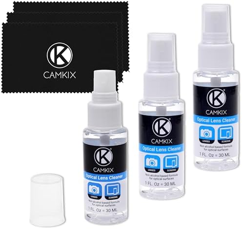 Lens and Screen Cleaning Kit - 3X Cleaning Spray, 3X Microfiber Cloth - Perfect to Clean The Lens of Your DSLR Camera (3 Bottles) by CamKix