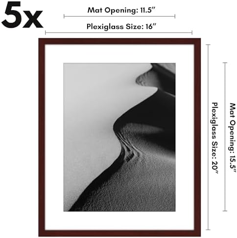Americanflat 16x20 Poster Frame 5-Pack - Matted to 12x16 - Mahogany - Image 2