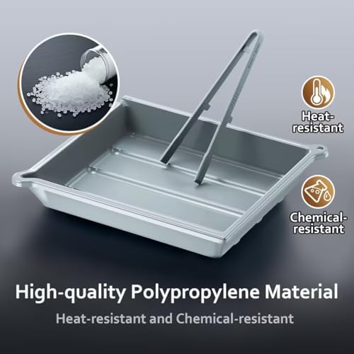 JJC 10x12” Darkroom Developing Tray for Photo Paper Prints, Film Processing Tray with Silicone Tong, Ribbed Base & Thermometer Corner, Durable PP Plastic (Gray) - Image 4