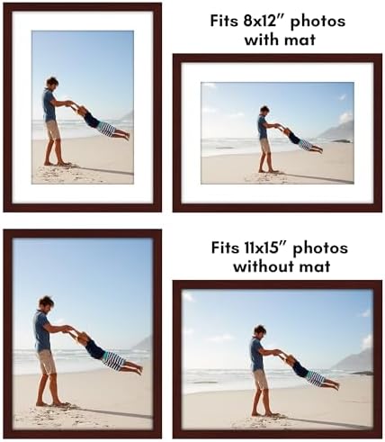 Americanflat 11x15 Picture Frame 5-Pack - Matted to 8x12 - Mahogany - Image 4