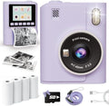 Instant Print Camera for Kids, Christmas Birthday Gifts for 4 5 6 7 8 9 10 Year Old Girls Boys, Portable Toy with 4 Rolls Printing Paper, Purple by ANBURI