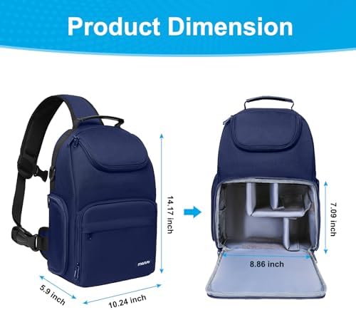 MOSISO Camera Sling Bag, Camera Case Crossbody Photography Bag, Navy Blue - Image 3