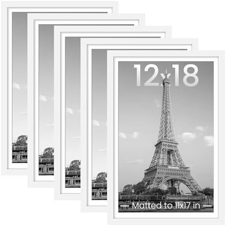 upsimples 12x18 Picture Frame, Gallery Wall Frames Set of 5, White by upsimples