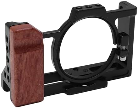 Camera Cage Aluminum Alloy Metal Protective Video Rig with Wood Handle Cold Shoe Mount for ZV-1 II ZV-1F/4847 - Image 4