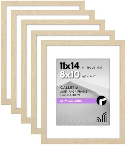 Americanflat 11x14 Picture Frame 5-Pack - Matted to 8x10 - Natural Oak by Americanflat