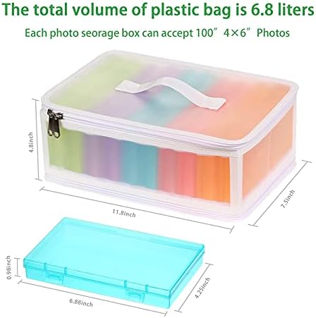 Gbivbe Photo Storage Bag 4x6, 10 Inner Large Photo Storage Box Photo Cases Store up to 1000 Photos, Photo Organizer Cards Craft Keeper with Handle for Photo Puzzles Cards Seed Packets, 5 Colors - Image 2