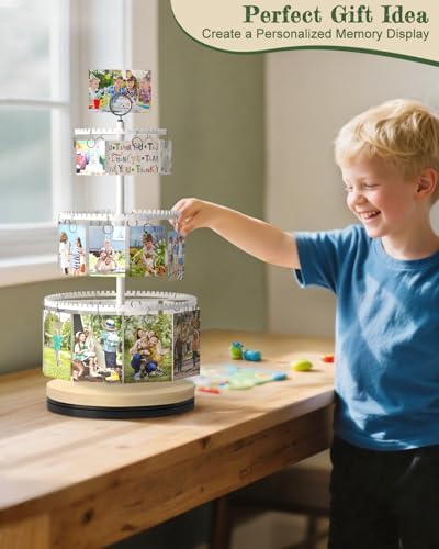 Bikoney 3-Tier Rotating Picture Stand with 30 Clips, Money & Gift Card Tree - Image 4