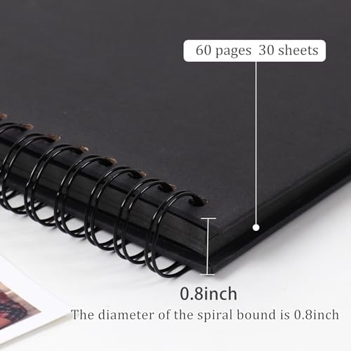 RECUTMS 12x12 Inch Large Scrapbook Album 60 Page Kraft DIY Photo Book Black - Image 4