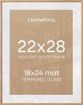 Homeforia 22x28 Natural Oak Poster Frame, High-End Wood, 18x24 Mat, Glass by Homeforia
