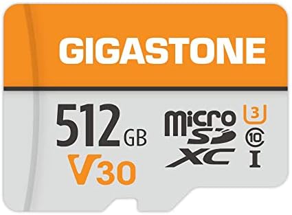GIGASTONE 512GB Micro SD Card, for Surveillance, Security Camera, Action Camera, Drone, 100MB/s, A1 V30 4K Video Recording MicroSDXC Memory Card UHS-I Class 10 by Gigastone