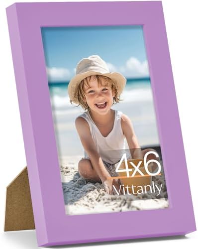 Vittanly 4x6 Picture Frame Made of Solid Wood for Wall or Tabletop, Purple by Vittanly