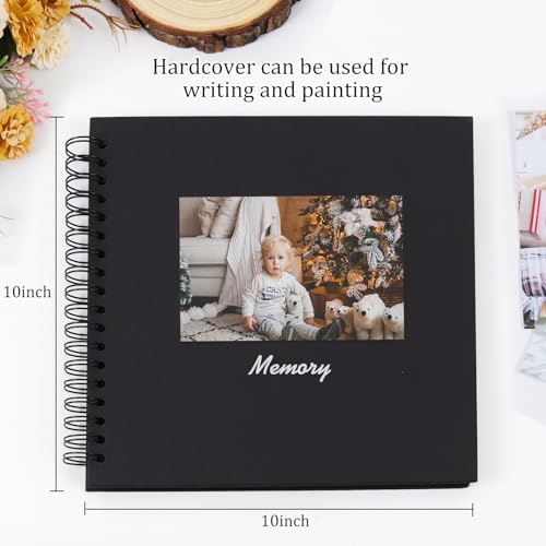 RECUTMS 10x10 Inch Scrapbook Album 60 Pages Kraft DIY Baby Photo Book Black - Image 2