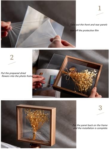 JOSON Wooden Dried Flower Photo Frame Dried Flower Display Stand Decorative Floating Photo Frame（8 * 12''-black - Image 6