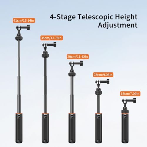 VRIG Mini Selfie Stick Tripod Stand for GoPro Hero 13 12 11 10 9,360 Portable Vlog Camera Selfie Stick Handle Grip Monopod for Xtra Edge Pro, Insta360 X5,DJI Osmo Action 6/5pro/4,Osmo Nano Accessories - Image 4