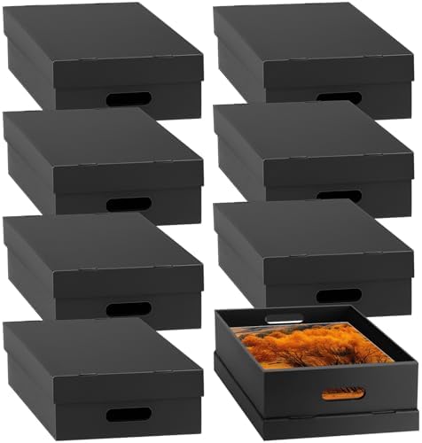 AOBOPLE 8 Pack Photo Storage Box,9" x 12" x 4" Archival Storage Box with Lids,Protective Storage Box for Photo,Pictures,9x12 Documents, Keepsakes and Jewelry Home and Office Organizer by AOBOPLE
