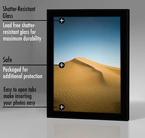 Americanflat 9x12 Picture Frame with Shatter-Resistant Glass - Signature Collection - Gallery-Style Frames Made of Engineered Wood - Photo Frame for Tabletop and Wall Display - Black - Image 3