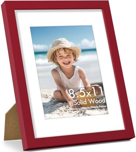 Vittanly 8.5x11 Picture Frame Made of Solid Wood for Wall & Tabletop, Red by Vittanly